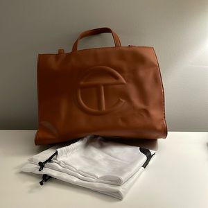 Telfar vegan leather medium shopping tote tan w/dustbag